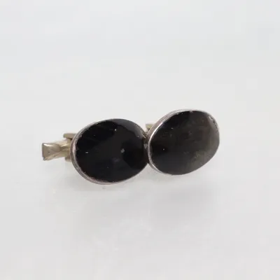 Cufflinks (Silver, Black) Unknown metal