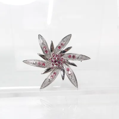 Brosch (Silverfärgad, Rosa) Okänd metall
