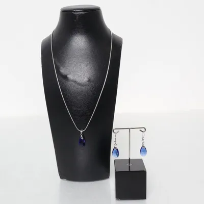 Jewelry set (Silver, Blue) Unknown metal