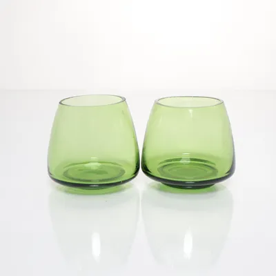 Candle holder (Green) Faux leather