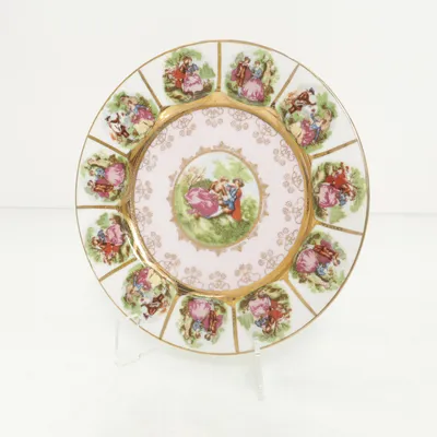 Tallrik (Rosa, Vit, Guldfärgad, Flerfärgad)