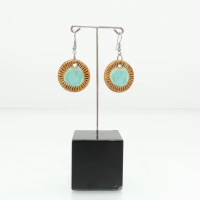 Earrings (Brown, Turquoise) Unknown metal