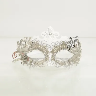 Masquerade-masker (Wit, Zilver)