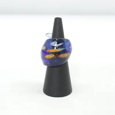 Ring (Blå, Flerfärgad) Okänd metall, Glas