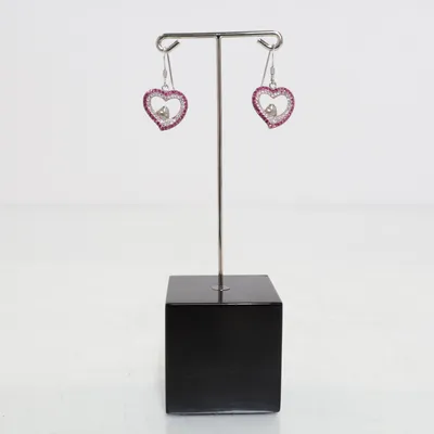 Earrings (Pink, Silver) Unknown metal
