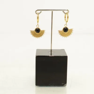 Oorbellen (Goud, Zwart) Onbekend materiaal
