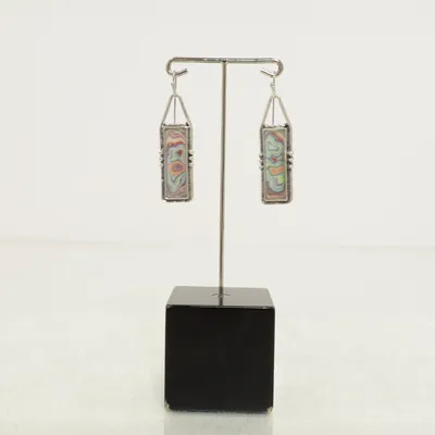 Boucles d'oreilles (Argent, Multicolore) Métal inconnu