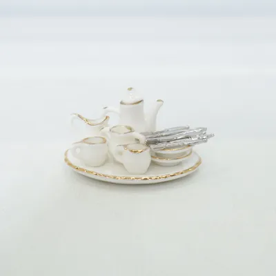 Doll tableware (White, Silver)