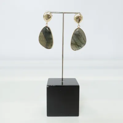 Boucles d'oreilles (Or, Vert) Métal inconnu