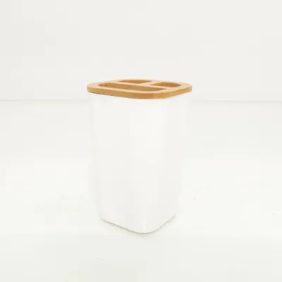 Tandborstmugg (Vit, Brun)