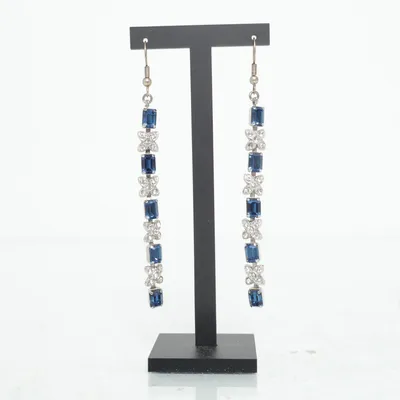 Earrings (Blue, Silver) Unknown metal