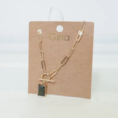 Necklace (Gold, Green) from Gina Unknown metal