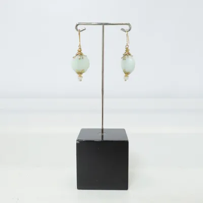 Boucles d'oreilles (Vert, Or) Métal inconnu