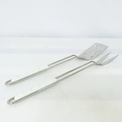 Barbeque bestek (Zilver, Wit)