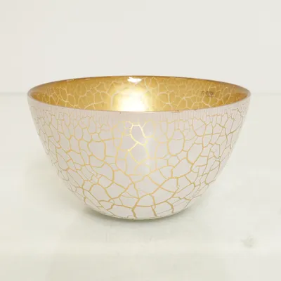 Skål (Vit, Guldfärgad) från Nybro Crystal Sweden