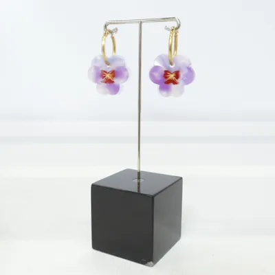 Earrings (Purple, Gold) Unknown metal
