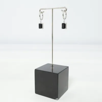 Earrings (Silver, Black) Stainless steel
