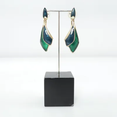 Boucles d'oreilles (Bleu, Vert, Or) Métal inconnu