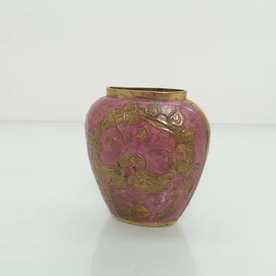 Vase (Pink, Guld)