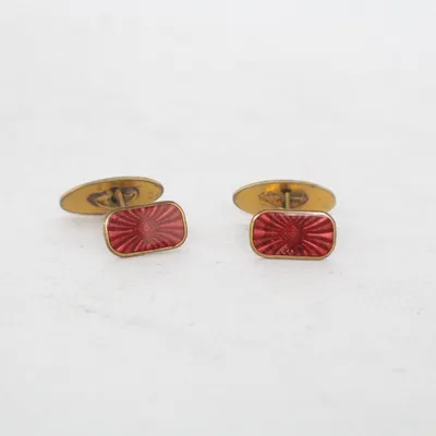 Manchetknapper (Guld, Rød) Ukendt metal