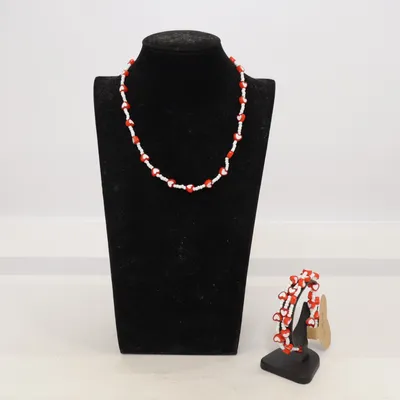 Jewelry set (Hjärta ) from Handmade Glass, Plastic
