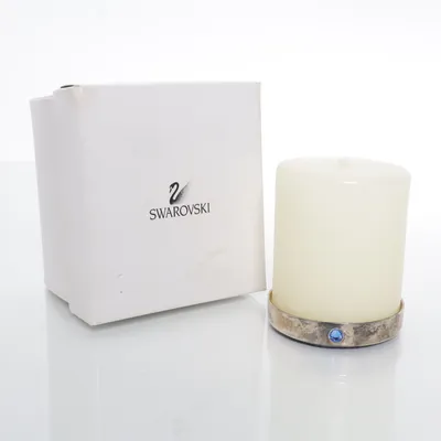 Pillar candle (Beige, Silver) from Swarovski