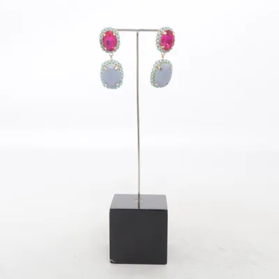 Boucles d'oreilles (Violet, Rouge, Turquoise) Métal inconnu