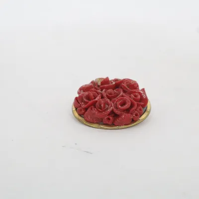 Brooch (Red, Gold) Unknown metal