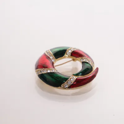 Brooch (Red, Green, Gold) Unknown metal