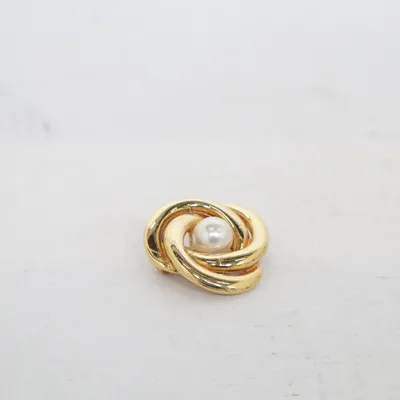 Brosch (Guldfärgad, Vit) Okänd metall