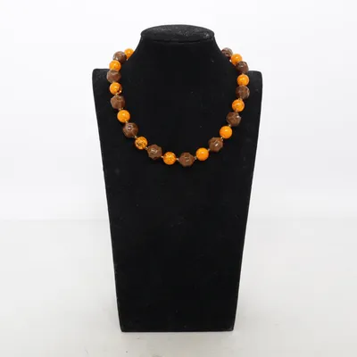 Halskette (Braun, Orange) Unbekanntes Metall