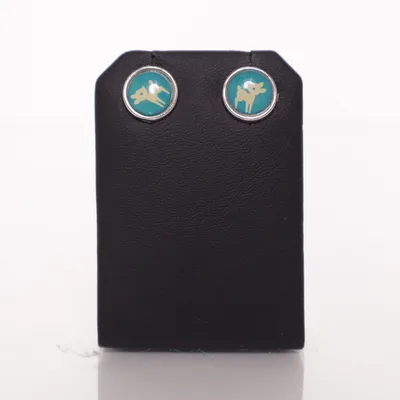 Oorbellen (Blauw, Geel, Zilver) Onbekend materiaal