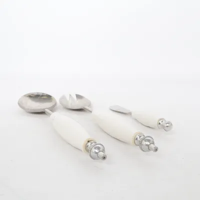 Salad servers (White, Silver)