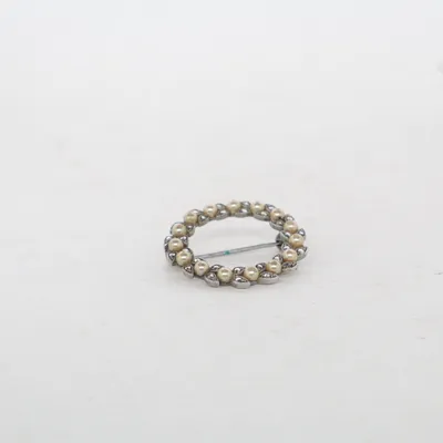Brooch (Silver, Beige) Unknown metal