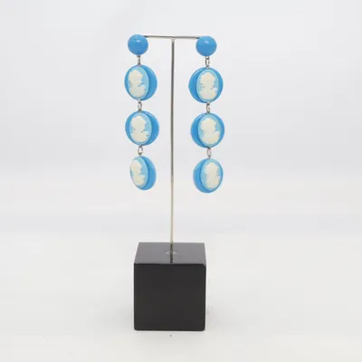 Earrings (Blue, White) Unknown metal