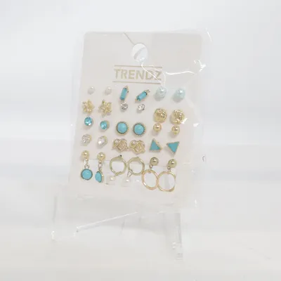 Earrings (Gold, Turquoise, Multicolored) from Trendz Unknown metal