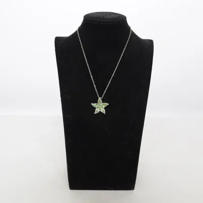 Halsband (Grön, Silverfärgad) Okänd metall