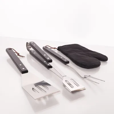 Barbeque bestek (Zwart, Zilver)