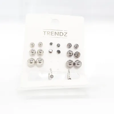 Earrings (Silver, Black) from Trendz Unknown metal