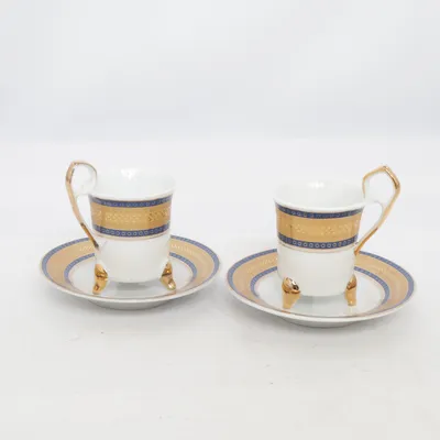 Espressokopp (Vit, Guldfärgad, Blå)