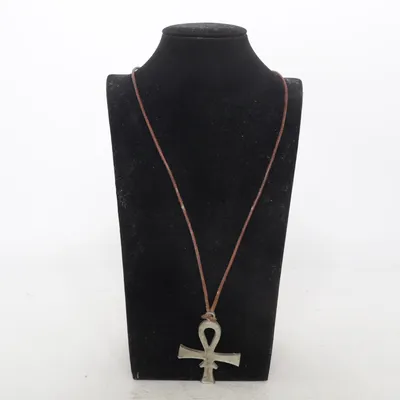 Halsband (Silverfärgad, Brun) Okänd metall