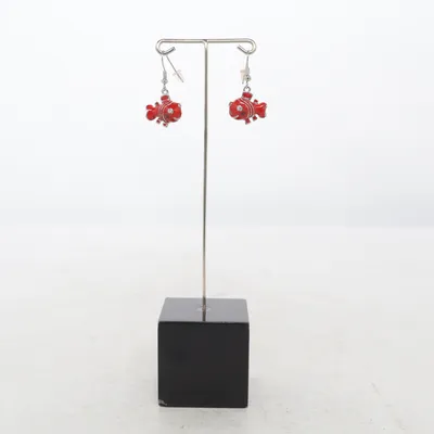Boucles d'oreilles (Rouge, Argent) de Deluxa Métal inconnu