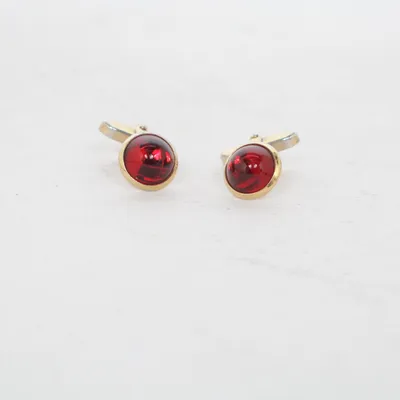 Cufflinks (Red, Silver) Unknown metal