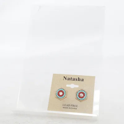 Boucles d'oreilles (Rouge, Turquoise, Or) de Natasha Métal inconnu