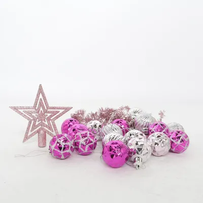 Weihnachtsbaumkugeln (Pink, Silber)