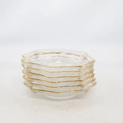 Assiett (Transparent, Guldfärgad)