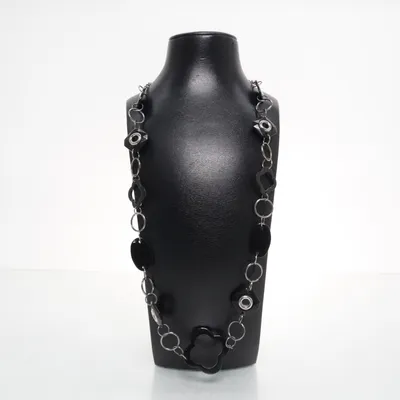 Necklace (Silver, Black) Unknown metal