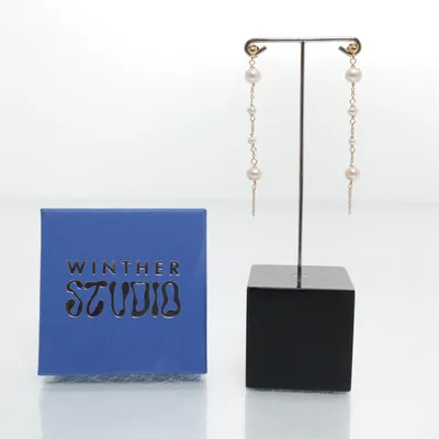 Earrings (Gold, White) Silver