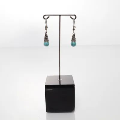Earrings (Green, Silver) Unknown metal