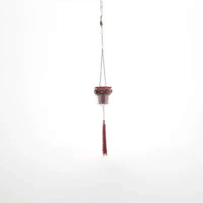 Hanging flower pot (Silver, Red)